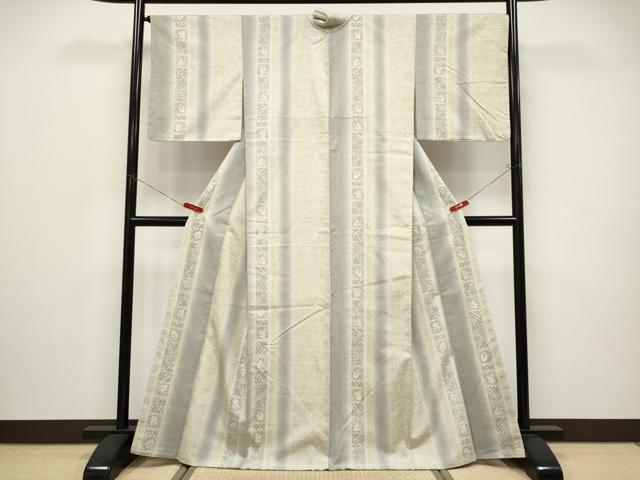 平和屋着物●極上 結城紬 奥順 はたおり娘 80亀甲 フクロウ 鳥の子色地 逸品 未使用 CYAA4492s6
