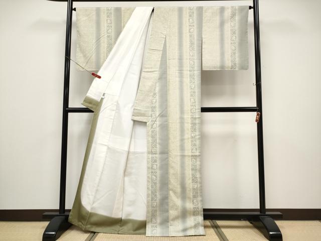 平和屋着物●極上 結城紬 奥順 はたおり娘 80亀甲 フクロウ 鳥の子色地 逸品 未使用 CYAA4492s6