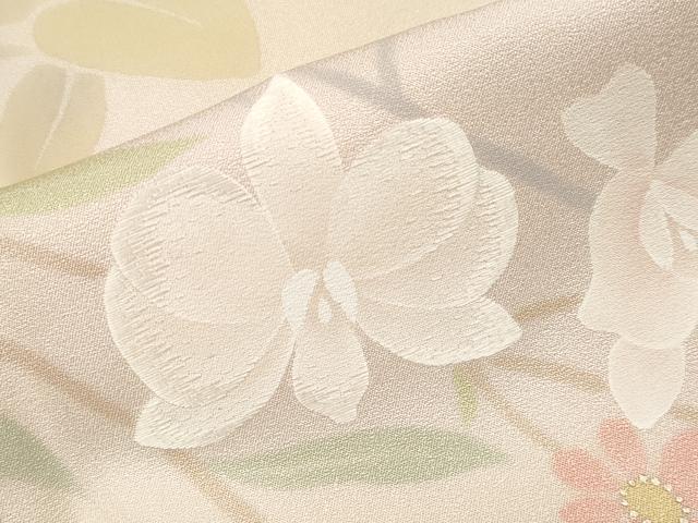 平和屋着物●極上 訪問着 作家物 手描き 刺繍 枝花文 暈し染め 金銀彩 蜂蜜色地 逸品 CYAA4497s6