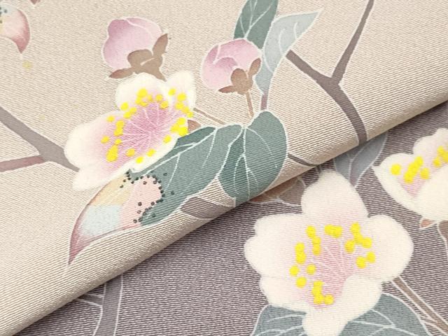 平和屋着物●極上 訪問着 友禅 作家物 枝花文 暈し染め 灰桜色地 逸品 CYAA4503s6