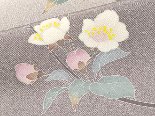 平和屋着物●極上 訪問着 友禅 作家物 枝花文 暈し染め 灰桜色地 逸品 CYAA4503s6