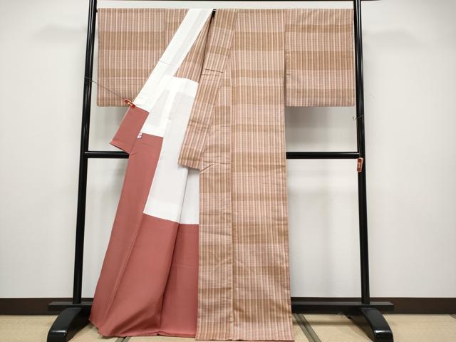 平和屋本店●極上 白鷹紬 置賜紬 背抜き仕立て 山形紅花染 郷 小松織物謹製 東武百貨店扱い 証紙付き 逸品 CYAA4511s6