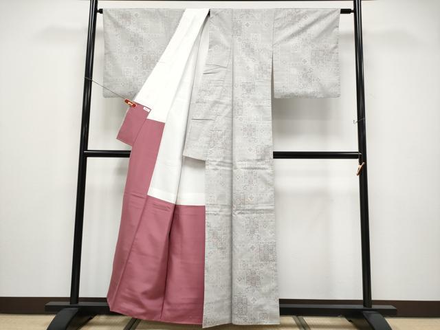 平和屋着物●極上 本場大島紬 白大島 9マルキ 正倉院花唐草文 逸品 CYAA4513s6