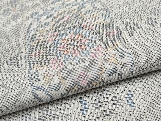 平和屋着物●極上 本場大島紬 白大島 9マルキ 正倉院花唐草文 逸品 CYAA4513s6