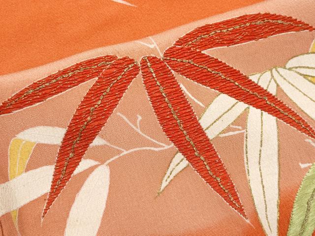 平和屋本店●極上 アンティーク 大正ロマン 中国三大刺繍 相良刺繍 振袖 雲取り枝花文 金彩 丹色地 逸品 CYAA4516s6