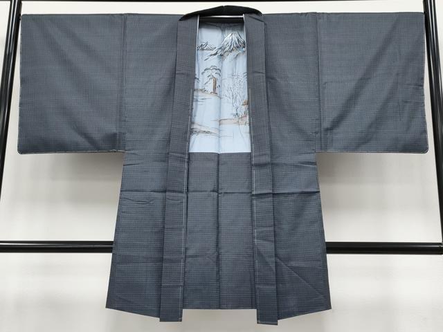 平和屋着物●極上 男性 本場大島紬 アンサンブル・長襦袢セット 格子柄 証紙付き 逸品 未使用 CYAA4530s6