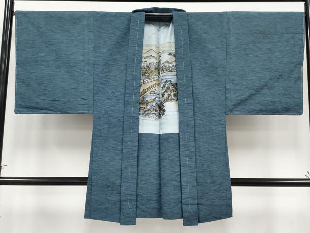 平和屋着物●極上 男性 紬 アンサンブル 錆鼠色地 逸品 未使用 CYAA4538s6