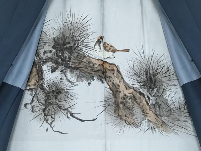 平和屋着物●極上 男性 色無地 アンサンブル 鬼しぼ縮緬 藍鉄色地 逸品 未使用 CYAA4542s6