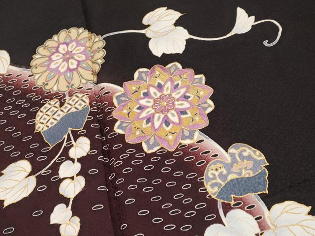 平和屋着物●極上 訪問着 刺繍 貝紫 駒刺繍 正倉院蔦の葉文 金彩 憲法国茶色地 さが美扱い 逸品 CYAA4557s6