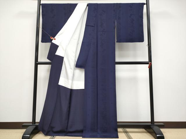 平和屋本店●極上 藍造り国選定無形文化財 藍師・佐藤昭人 色無地 辻が花地紋 黒紅色地 逸品 CYAA5068s6