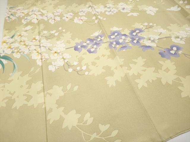 平和屋本店●極上 十日町友禅 女流作家 遠田藤舟 訪問着 胡蝶蘭 浅黄色地 逸品 CYAA4584s6