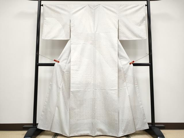 平和屋本店●極上 本場大島紬 訪問着 白大島 総刺繍 刺し子 道長吉祥文 逸品 未使用 CYAA4589s6