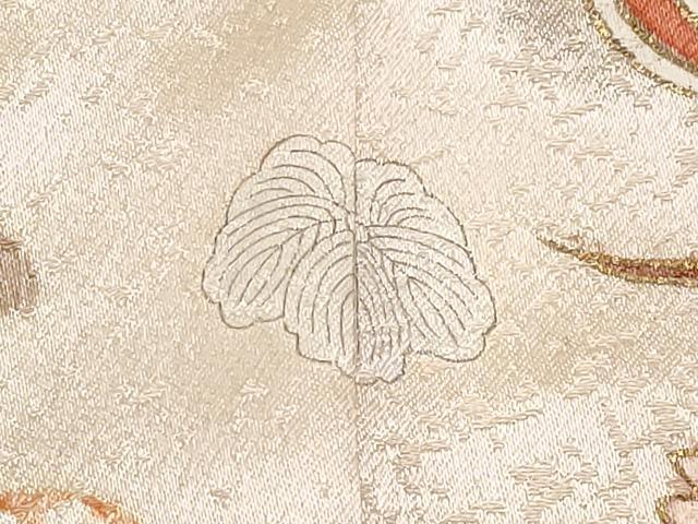 平和屋本店●極上 銀座きしや 訪問着 駒刺繍 扇面花文 暈し染め 金彩 水柿色地 逸品 CYAA4593s6