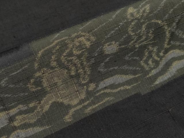 平和屋着物●極上 紬 鳥獣戯画 黒地 逸品 CYAA4598s6