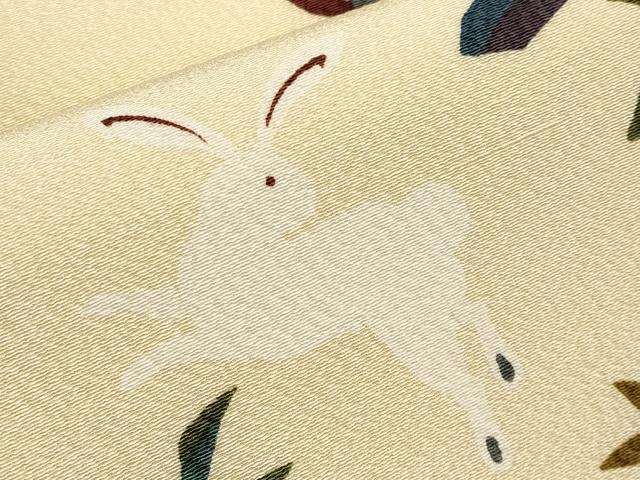平和屋着物●極上 全通柄 九寸名古屋帯 日本昔話 浅黄色地 逸品 未使用 CYAA4612s6