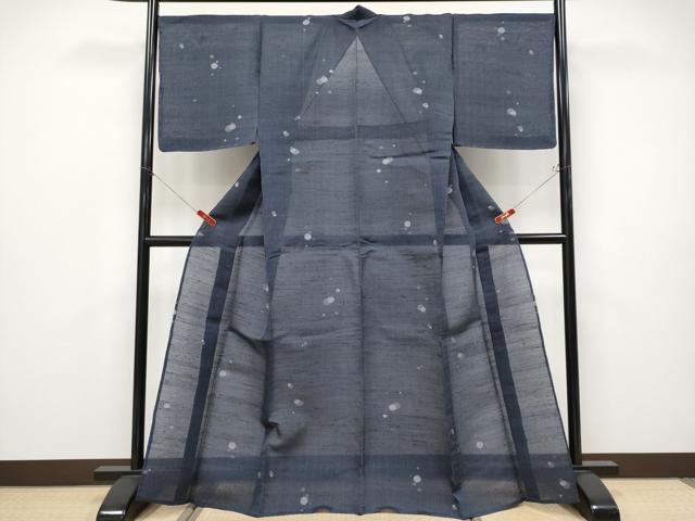 平和屋着物*極上 夏物 紗紬 大小あられ 濃紺地 逸品 未使用 CYAA4619s6
