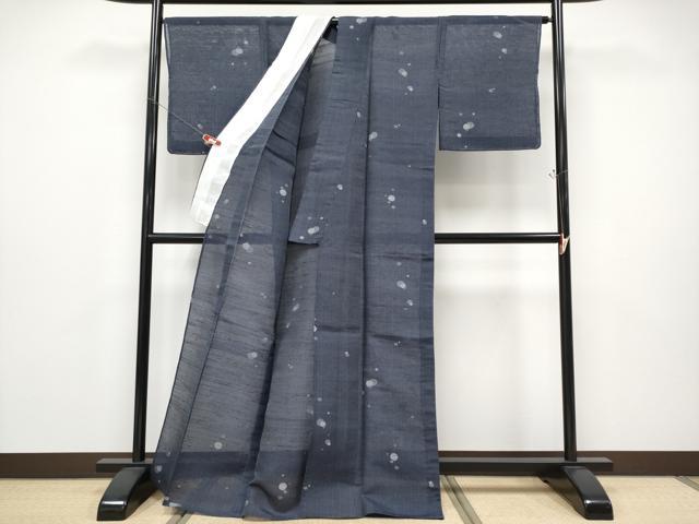 平和屋着物*極上 夏物 紗紬 大小あられ 濃紺地 逸品 未使用 CYAA4619s6