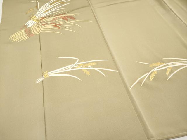 平和屋着物●極上 訪問着 駒刺繍 稲穂 金彩 榛色地 逸品 未使用 CYAA4623s6