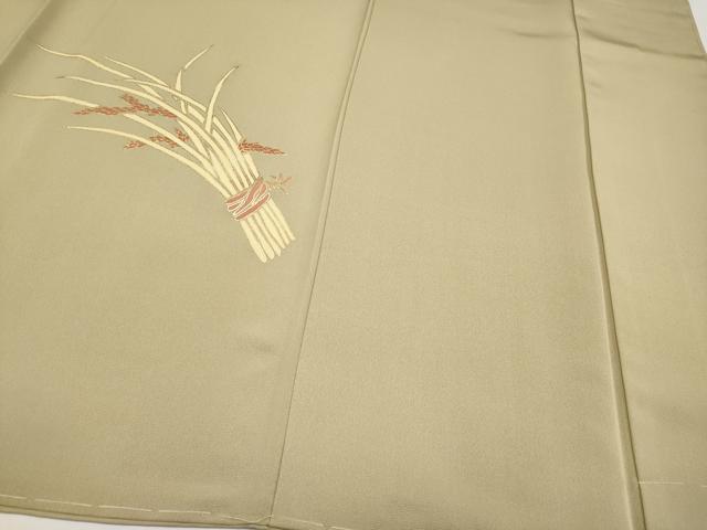 平和屋着物●極上 訪問着 駒刺繍 稲穂 金彩 榛色地 逸品 未使用 CYAA4623s6