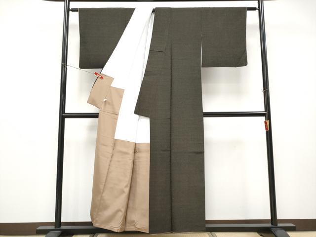 平和屋着物●極上 本塩沢 蚊絣 黒地 逸品 CYAA4628s6