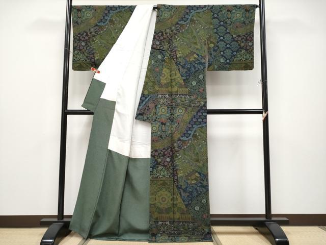 平和屋本店●極上 前田仁仙 仁仙更紗 小紋 鳳凰花唐草文 逸品 CYAA4646s6