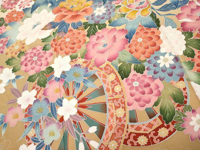 平和屋着物●極上 振袖 友禅 作家物 花車文 暈し染め 逸品 CYAA4649s6