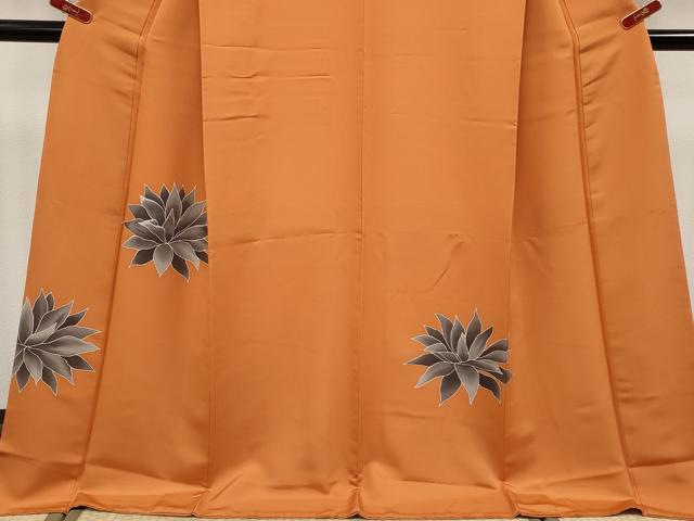 平和屋本店●極上 創業460年・千總 訪問着 作家物 刺繍 草花文 黄櫨染色地 逸品 CYAA4657s6