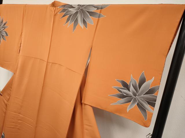 平和屋本店●極上 創業460年・千總 訪問着 作家物 刺繍 草花文 黄櫨染色地 逸品 CYAA4657s6