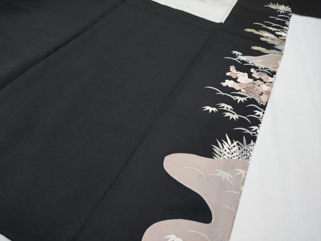 平和屋着物●極上 訪問着 駒刺繍 御所解文 黒地 金彩 逸品 未使用 CYAA4662s6