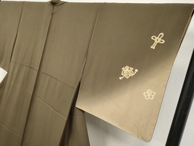 平和屋着物●極上 ジャパンオートクチュール 渡辺雪三郎 訪問着 結び紐草花文 暈し染め 金彩 涅色地 逸品 CYAA4664s6
