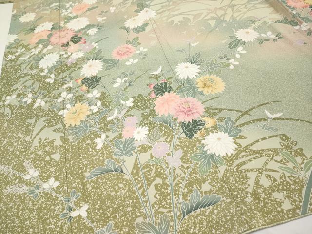 平和屋着物●極上 訪問着 友禅 作家物 枝花文 砂色地 逸品 未使用 CYAA4665s6