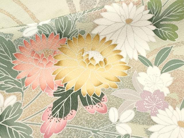 平和屋着物●極上 訪問着 友禅 作家物 枝花文 砂色地 逸品 未使用 CYAA4665s6