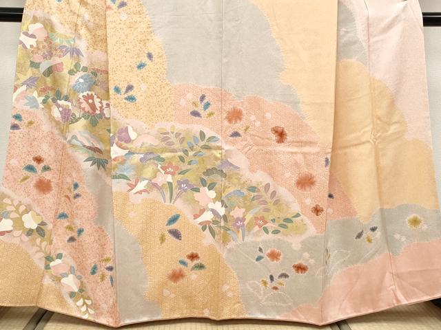 平和屋着物●極上 訪問着 絞り 雪輪重ね花文 金彩 逸品 CYAA4666s6