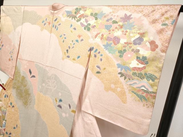 平和屋着物●極上 訪問着 絞り 雪輪重ね花文 金彩 逸品 CYAA4666s6