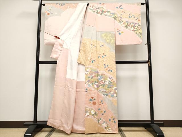 平和屋着物●極上 訪問着 絞り 雪輪重ね花文 金彩 逸品 CYAA4666s6