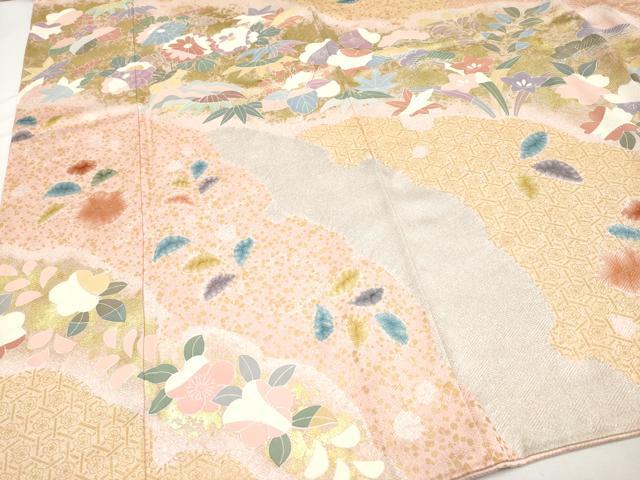 平和屋着物●極上 訪問着 絞り 雪輪重ね花文 金彩 逸品 CYAA4666s6