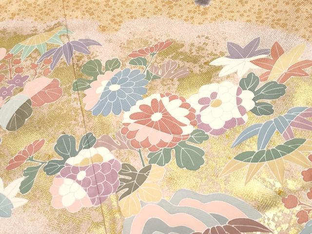 平和屋着物●極上 訪問着 絞り 雪輪重ね花文 金彩 逸品 CYAA4666s6