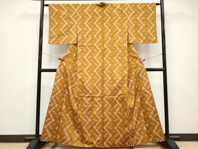 平和屋着物●極上 本場琉球絣 手おり 赤嶺カマ作 狐色地 証紙付き 逸品 未使用 CYAA4682s6