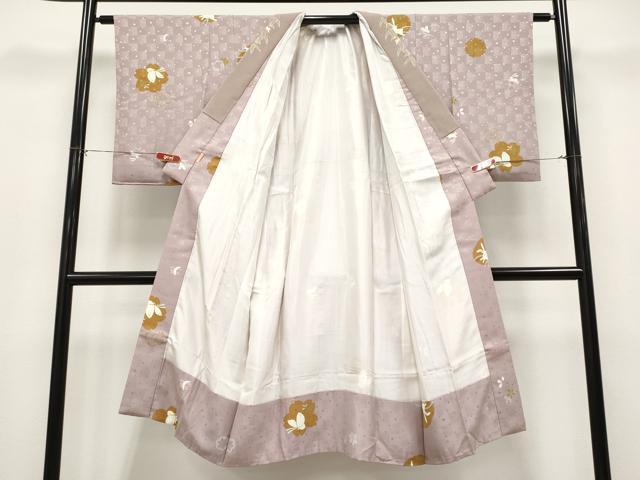 平和屋着物●上質な長襦袢 袷 跳兎雪輪花蝶文 半衿刺繍 薄柿色地 逸品 CYAA4683s6