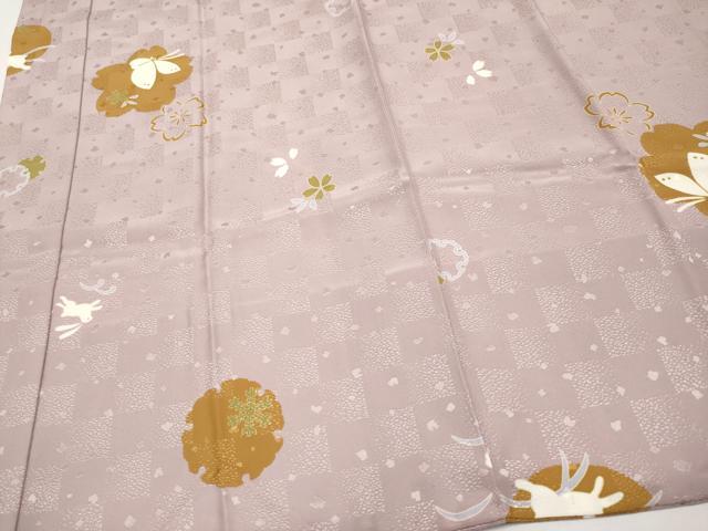 平和屋着物●上質な長襦袢 袷 跳兎雪輪花蝶文 半衿刺繍 薄柿色地 逸品 CYAA4683s6