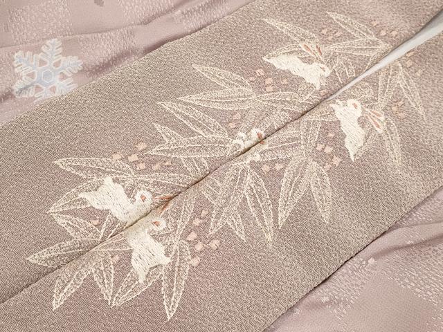 平和屋着物●上質な長襦袢 袷 跳兎雪輪花蝶文 半衿刺繍 薄柿色地 逸品 CYAA4683s6