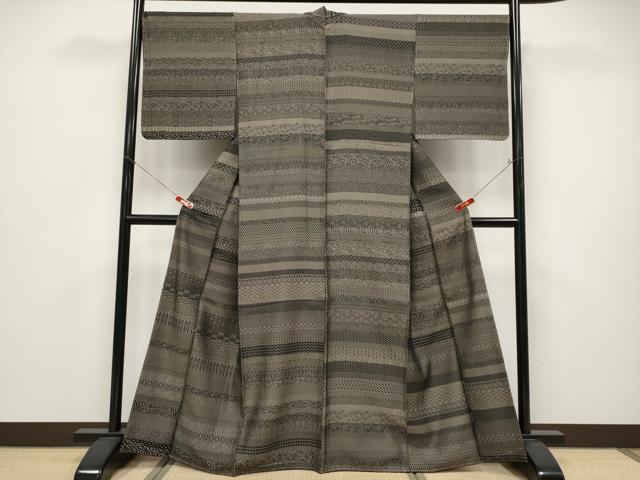平和屋着物●極上 江戸小紋 お召地 百柄 黒地 逸品 未使用 CYAA4688s6