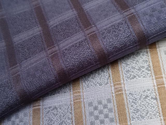 平和屋着物●極上 小紋 京友禅 葡萄染ボカシ 格子柄 証紙付き 逸品 未使用 CYAA4689s6