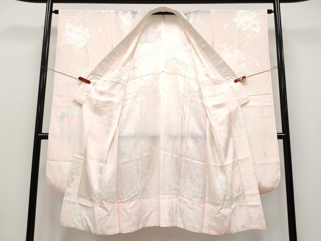 平和屋本店●極上 本場琉球紅型 振袖・長襦袢セット 紅型 花鳥文 洒落柿色地 鬼しぼ縮緬 逸品 CYAA4692s6