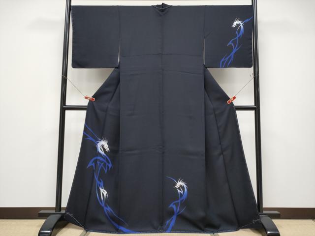 平和屋本店●極上 訪問着 龍 金彩 濃紺地 逸品 CYAA4696s6