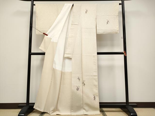 平和屋着物●極上 訪問着 兎 演奏 暈し染め 鳥の子色地 逸品 未使用 CYAA4699s6