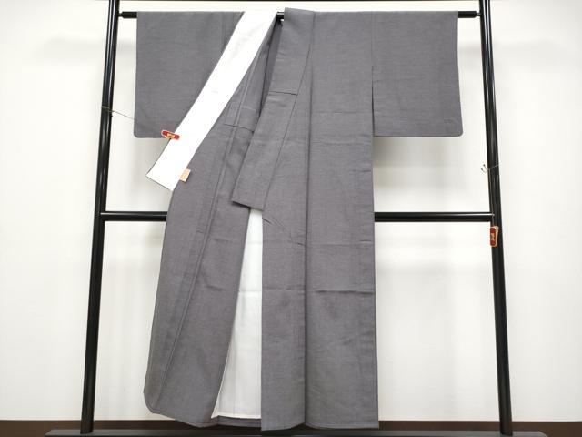 平和屋着物▽極上 結城紬 単衣 結城屋 もめんちぢみ 丼鼠色地 証紙付き 逸品 CYAA4701s6