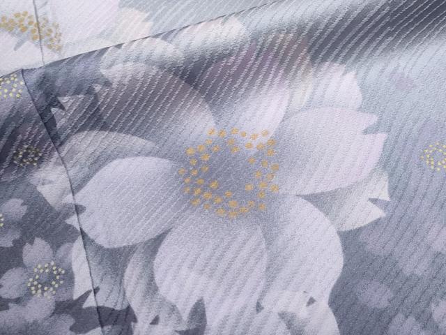 平和屋着物●極上 訪問着 創作 蜃気楼染 舞花文 暈し染め 紫黒色地 反端付き 逸品 未使用 CYAA4703s6