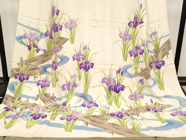平和屋本店*希少 夏物 訪問着 お引きずり・お引き摺り 絽 舞妓 芸妓 八ツ橋 薄卵色地 八掛付き 逸品 CYAA4709s6