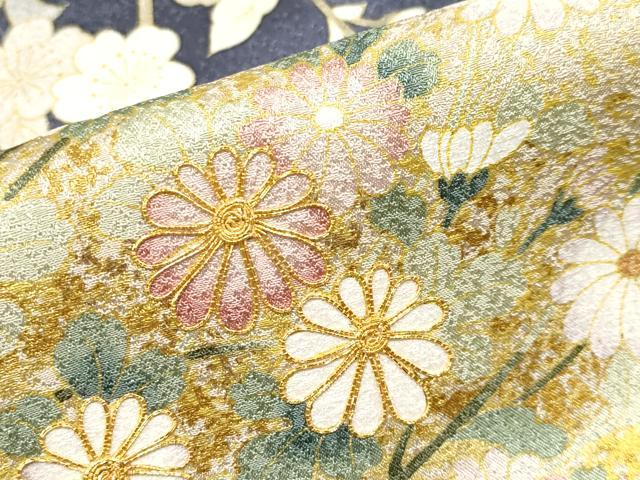 平和屋着物●極上 十日町 名門青柳高級ブランド 大喜百花 訪問着 駒刺繍 絞り 雪輪枝花文 金彩 褐色地 逸品 CYAA4713s6